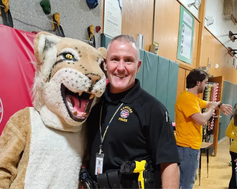 SRO Charlie Fassinger with mascot